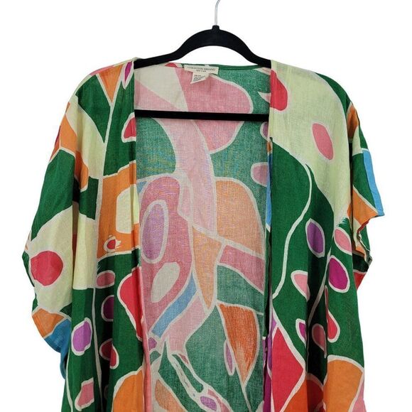 Christain Siriano Linen Beach Swimsuit Cover-up Pants Set L Multicolor Abstract - Picture 11 of 16